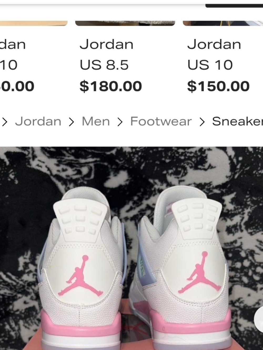 Jordan White Sneakers with Pink Jumpman Accents